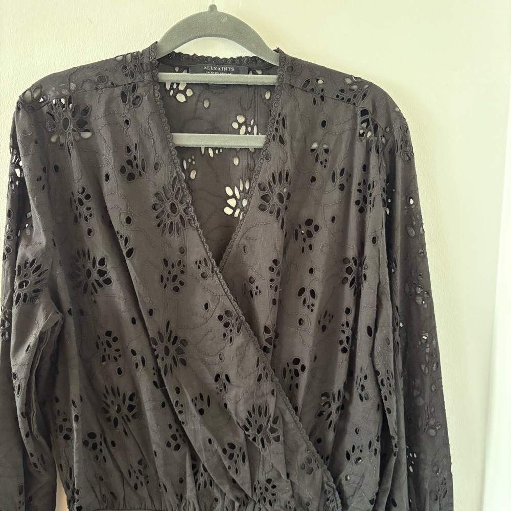 ALLSAINTS Amara Broderie Bodysuit In Black Size US 8 NWOT‎ - Picture 12 of 16